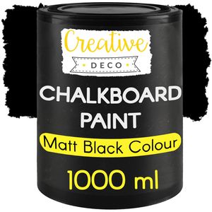 Creative Deco-Tafelfarbe | 1000ml Täfelfarbe | Mattschwarze Farbe für Wände, Holz, Metall, Glas und andere | Effizient | Wasserbasierend | Ungiftig | Perfekt zum Kreideschreiben und Zeichnen