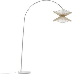 Lindby Bogenleuchte Valdorin, beige, Papier, 195 cm, IP20