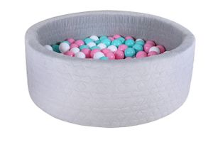 Knorrtoys Bällebad soft - "Cosy geo grey" - 300 balls rose/creme/lightblue