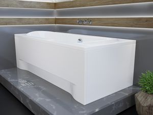 BADLAND Badewanne Rechteck Long 170x80 mit Acrylschürze, Füßen und Ablaufgarnitur GRATIS