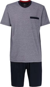 Götzburg Herren Shorty Schlafanzug Pyjama Set Klima Aktiv, Farbe:Blau, Größe:3XL, Artikel:-621 blau / mittel / melange