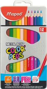 MAPED Pastelky trojhranné Color'Peps 12ks v plechové krabičce