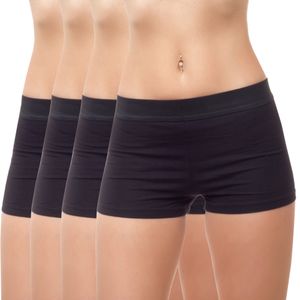 Bongual ® Unterhosen Damen Boxershorts Baumwolle Panty Frauen Unterwäsche S/36 4x schwarz