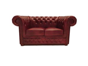 Chesterfield Sofa First Class Leder |2- Sitzer |  Cloudy Rot |