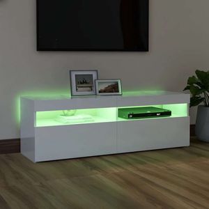 vidaXL TV-Schrank mit LED-Leuchten Hochglanz-Weiß 120x35x40 cm