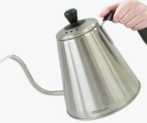 MAXWIN Edelstahl Schwanenhals Tee Wasserkocher Kaffeekanne 1L für Camping Outdoor Reisen Kochfeld Schneller Braukessel, Einfach zu Reinigen(AS-97E)