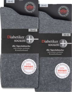6 Paar Diabetiker Socken ohne Gummi 97% Baumwolle Damen Herren Socken ohne Naht (Grau 39-42)