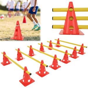 JNGLGO 6-dielna sada prekážok na tréning koordinácie - 12 viacúčelových kužeľov + 6 tyčí Výškovo nastaviteľná tréningová sada agility pre psov Detské tímové športové hry, kužeľ: 32 cm, tyč: 100 cm