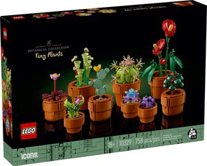 LEGO Icons Mini Pflanzen, 9 künstliche Blumen zum Bauen, Botanical Collection Sammel-Set für Erwachsene mit baubarem Terrakotta-Topf, Wohndeko, Geschenk für Frauen und Männer 10329