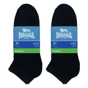 Lonsdale 6 Paar Socken Knöchelhöhe Mercerisierter Baumwolle Schwarz43-46