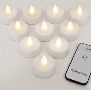 MONZANA® Teelichter LED +300H elektrisch flackernd mit Fernbedienung mit Batterien flammenlose realistische Kerzen hell warm weiß 10er Set je 3,7cm