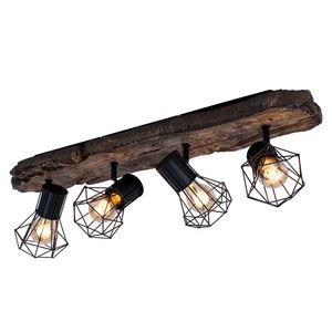 Deckenlampe, Holzoptik, schwarz braun, verstellbar, L 78 cm