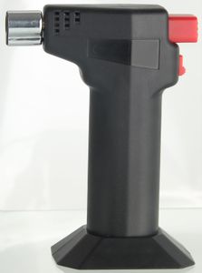 Fackelmann Küchengasbrenner, Flambierbrenner, Feuerzeug mit breitem Standfuß (Farbe: Schwarz/Rot/Silber), Menge: 1 Stück
