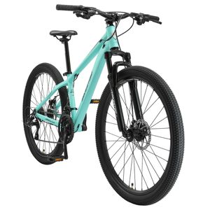 BIKESTAR hliníkový horský bicykel 27,5 palca, 21 rýchlostí hardtail šport MTB 14 palcový rám kotúčová brzda odpružená vidlica, Mint