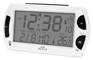 UMR UMR Funkwecker mit großen LC-Display, Kalender, Temperatur- und Funksignalanzeige, weiß