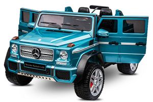 Elektro Kinderauto Mercedes G650 MAYBACH mit Lizenz Allrad 2 Sitzer 4x 45W 2x12V 14Ah Jeep SUV Blau