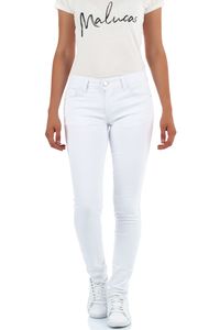 Malucas Damen Jeans Low Waist Hose, Größe:38, Farbe:Weiß