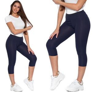 Moraj dámské 3/4 legíny fitness capri sportovní legíny jogging kalhoty bavlna 1100-004, tmavě modrá, L/XL
