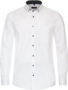 REDMOND Herren Businesshemd Langarm Button-Down Modern-Fit Weiß L