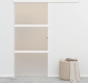 vidaXL Drzwi przesuwne z miękkimi ogranicznikami ESG szkło i aluminium 90x205 cm