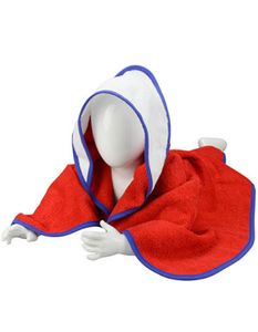 Baby Hooded Towel / 75 x 75 cm - Farbe: Fire Red/White/True Blue - Größe: 75 x 75 cm