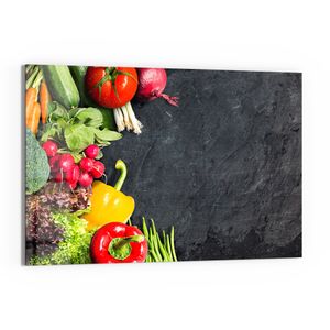 DEQORI Magnettafel Glas 60x40 cm 'Schiefertafel mit Gemüse' beschreibbar Whiteboard