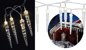 LED Eiszapfen Lichterkette warm weiß - 4 m / 40 LED - Garten Deko Beleuchtung Weihnachten Winter Advent
