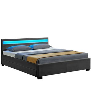 Čalouněná postel Lyon 28967, rám postele s boxy, LED osvětlením a lamelovým roštem, 140 × 200 cm - B
