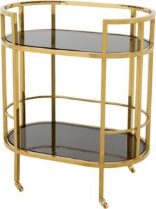 Casa Padrino Luxus Bar Trolley Servierwagen Edelstahl Gold / schwarzes  Glas - Luxus Hotel & Restaurant Einrichtung Möbel