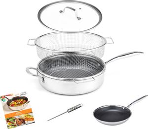 Livington Titan Pan Pfannen-Set 28cm - Edelstahl Hochrandpfanne - Antihaft