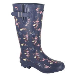 StormWells - dámské gumové boty, Floral DF2175 (43 EU) (Marineblau)