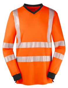 4PROTECT Unisex Warnschutz-T-Shirt Warnschutz-Langarmshirt JACKSONVILLE 3436 Mehrfarbig leuchtorange/grau XL