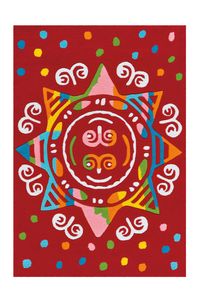 Kinder Teppich Spirit Glowy 3145 Rot Mandala Grösse: 110cm x 160cm