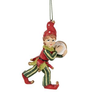 Clayre & Eef Weihnachtsanhänger Elf 11 cm Rot Grün Polyresin