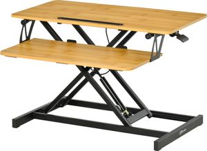 Vinsetto Sitz-Steh-Schreibtisch Steharbeitsplatz  Stehpult Monitorständer Höhenverstellbar Stahl Natur 80 x 40 x 13,5-51 cm