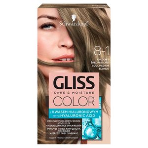 Schwarzkopf Gliss Color Farba do włosów z kwasem hialuronowym Chłodny Średni Blond 8-1