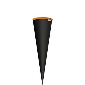 Schultüten-Rohling zum Basteln schwarz - 70 cm rund - mit Rot(h)-Spitze ohne Verschluss