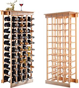 Weinregal für 40 Flaschen, Flaschenregal mit 11 Ebenen, Weinschrank Weinständer Naturholz, 113cm Flaschenständer Weinflaschenregal