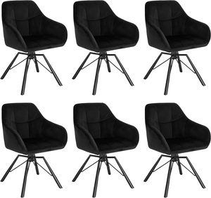Esszimmerstuhl drehbar, Polsterstuhl, mit Armlehnen Rückenlehne, mit Samtbezug : Schwarz 6 Farbe: Schwarz Stückzahl: 6
