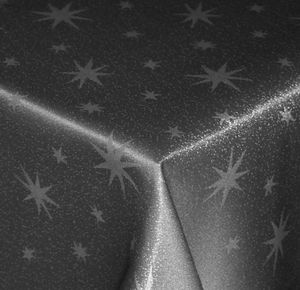 Tischdecke 110x110 eckig Grau silber Polyester Sterne Tischwäsche Weihnachtstischdecke