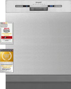 Exquisit Geschirrspüler EGSP9313-EF-030E inox | Spülmaschine 60 cm | ECO-Modus | Maßgedecke: 13 | Startzeitvorwahl | Unterbaugerät