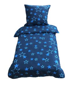 Bettwäsche 135x200 + 80x80 cm blau Sterne mit Reißverschluss, 2-tlg.