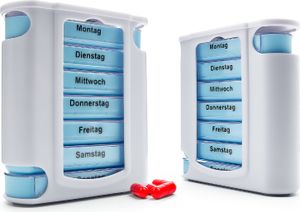 BigDean 2 Stück Tablettenbox 7 Tage Morgens, Mittags, Abends & Nachts in Weiß – Medikamentenbox BPA-frei & Lebensmittelecht – luftdichte Pillendose