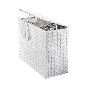 Kobolo 3 Fächer Wäschesammler Wäschesortierer aus geflochtenem Nylon in weiß - Box Korb Aufbewahrung Ordnung Organisation Storage washbox