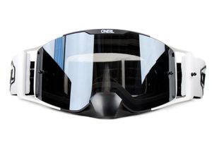 O'Neal Brille, Moto Crossbrille - B-30 Goggle HEXX V.22 black/white/ silver mirror - Nasenschutz abnehmbar, Kratzfest, Anti-Beschlag, 100% UVA/B/C-Schutz