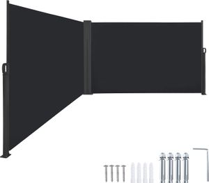 TRMLBE Boční markýza Certifikovaná ochrana soukromí Sluneční clona s polyesterem a hliníkovým kovovým stojanem pro balkon terasu zahradu - 180x600cm, antracitová barva TRMLBE Boční markýza Certifikovaná ochrana soukromí Sluneční clona s polyesterem a hliníkovým kovovým stojanem pro balkon terasu zahradu - 180x600cm, antracitová barva