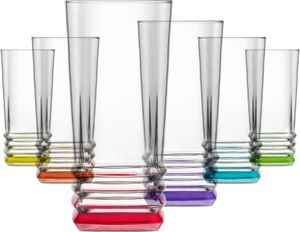LAV - "Elegan" Coral Trinkgläser eckige Form / farbige Wassergläser als 6-teiliges Retro Gläser Set