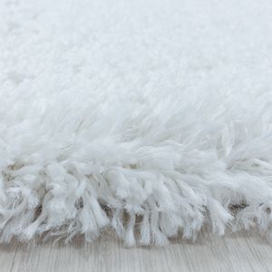 Teppium Hochflor Teppich Wohnzimmerteppich Rund Form Soft Weich Rund, Farbe:Weiß, Maße:120 cm x 120 cm Rund, Form: Rund