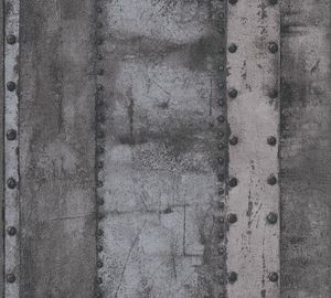 Livingwalls Tapete in Metalloptik Industrial Vliestapete grau schwarz 10,05 m x 0,53 m