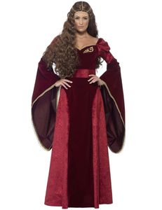 Mittelalterliche Königin Deluxe Rote Königin Damenkostüm rot